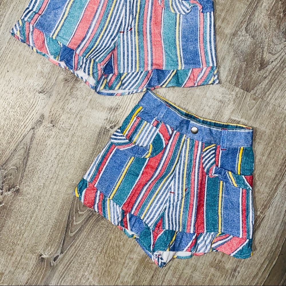 Striped Denim Vintage Shorts